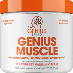 Genius Muscle Builder – Best Natural Anabolic Growth Optimizer for Men & Women | True Weight Gainer Supplement for Steel Physique | Vitamin D w/ HMB & PeakO2 Natural Mushrooms