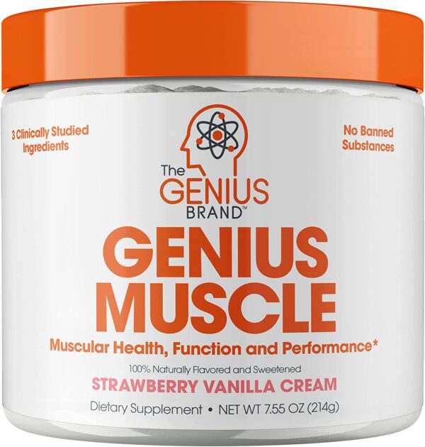 Genius Muscle Builder – Best Natural Anabolic Growth Optimizer for Men & Women | True Weight Gainer Supplement for Steel Physique | Vitamin D w/ HMB & PeakO2 Natural Mushrooms