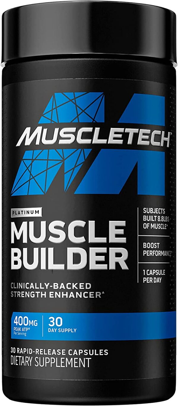 Muscle Builder | MuscleTech Muscle Builder | Muscle Building Supplements for Men & Women | Nitric Oxide Booster | Muscle Gainer Workout Supplement | 400mg of Peak ATP for Enhanced Strength, 30 Pills