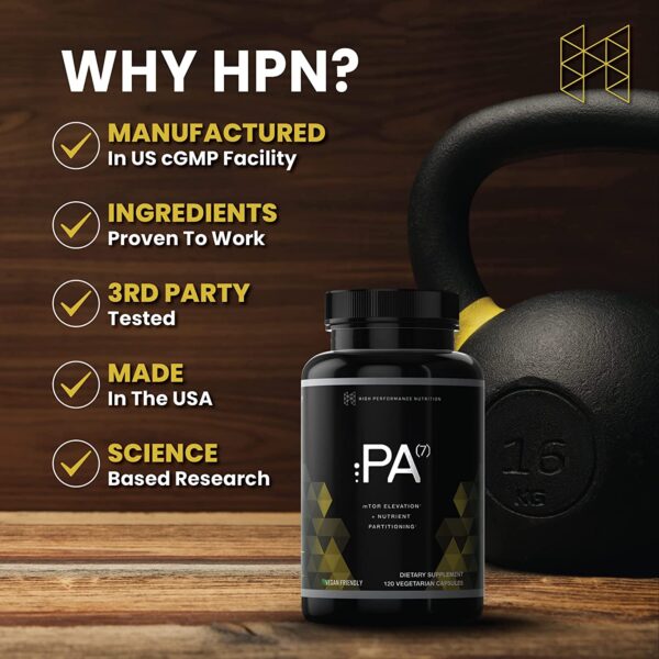 PA(7) Phosphatidic Acid Muscle Builder by HPN | Top Natural Muscle Builder - Boost mTOR | Build Mass and Strength from Your Workout | 30 Day Supply