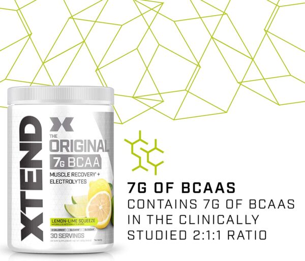 XTEND Original BCAA Powder Lemon Lime Squeeze | Sugar Free Post Workout Muscle Recovery Drink with Amino Acids | 7g BCAAs for Men & Women | 30 Servings