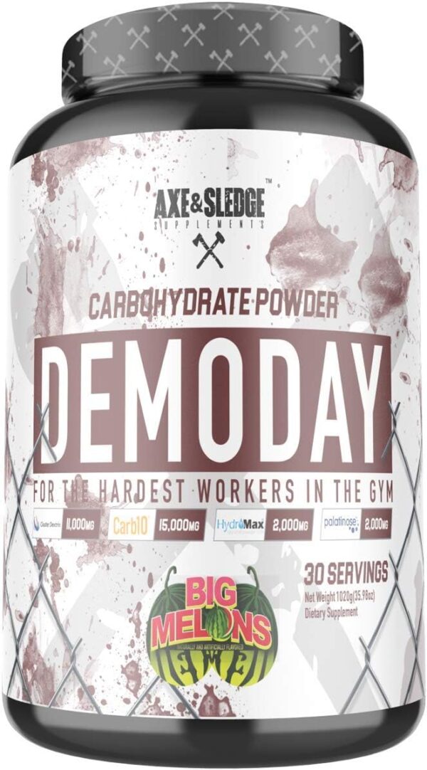 Axe & Sledge Supplements Demo Day Intra-Workout Carbohydrate Powder with Cluster Dextrin, Carb10, Hydromax, & Palatinose, Enhances Performance and Pumps, 30 Servings (Big Melons)