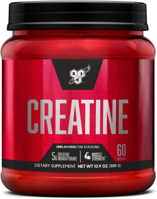 BSN Micronized Creatine Monohydrate Powder, Unflavored, 2 Months Supply-60 Servings, 10.9 ounce