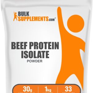 BULKSUPPLEMENTS.COM Beef Protein Isolate Powder - No Sugar Added, Gluten Free, Lactose Free Protein Powder, Keto Friendly - 25g of Protein - 30g per Serving (1 Kilogram - 2.2 lbs)