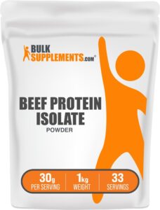  BULKSUPPLEMENTS.COM Beef Protein Isolate Powder - No Sugar Added, Gluten Free, Lactose Free Protein Powder, Keto Friendly - 25g of Protein - 30g per Serving (1 Kilogram - 2.2 lbs) 