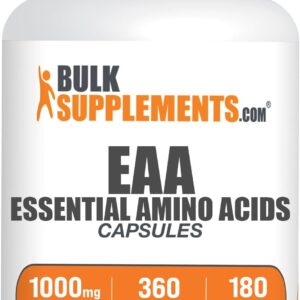 BULKSUPPLEMENTS.COM Essential Amino Acids Capsules - EAA Capsules, Essential Amino Acids Supplement, EAAs Amino Acids - EAA Supplements, 2 Capsules per Serving, 180-Day Supply, 360 Capsules