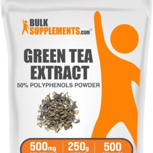 BULKSUPPLEMENTS.COM Green Tea Extract Powder (50% Polyphenols) - Green Tea Supplement for Antioxidants Support - Gluten Free - 500mg per Serving, 500 Servings (250 Grams - 8.8 oz)