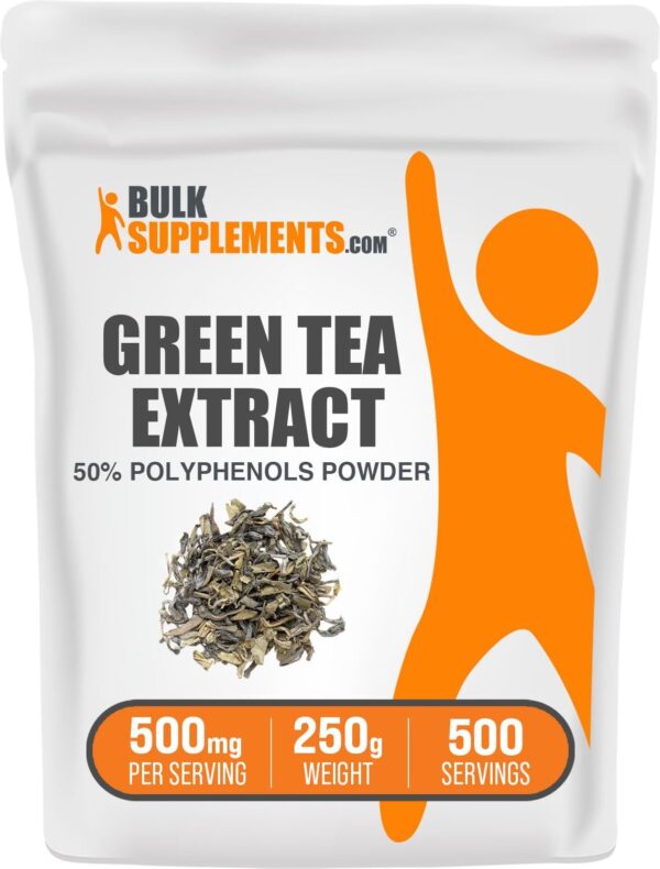 BULKSUPPLEMENTS.COM Green Tea Extract Powder (50% Polyphenols) - Green Tea Supplement for Antioxidants Support - Gluten Free - 500mg per Serving, 500 Servings (250 Grams - 8.8 oz)