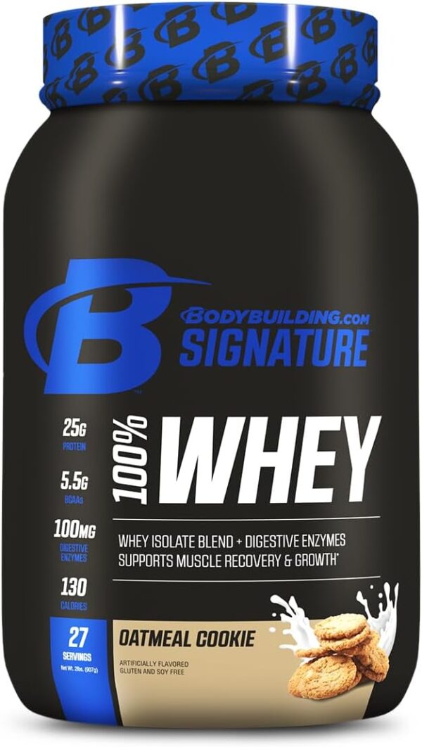 Bodybuilding Signature 100% Whey Protein Powder | 25g of Protein per Serving (Oatmeal Cookie, 2 Lbs)