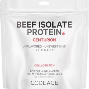 Codeage Grass-Fed Beef Isolate Protein Powder Supplement - 20 Amino Acids, Collagen-Rich - Athletes & Sports - Unflavored Carnivore Protein Supplement, BCAA & EAA Supplement - Gluten-Free - 26.45 oz