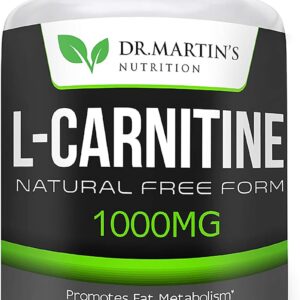 DR. MARTIN'S NUTRITION Extra Strength L-Carnitine - 200 Capsules - 1000mg Per Serving - Boost Your Metabolism and Increase Performance