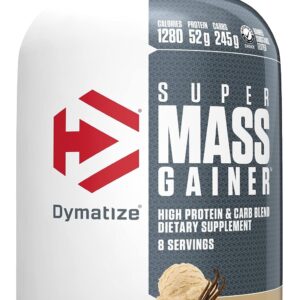 Dymatize Super Mass Gainer Protein Powder, 1280 Calories & 52g Protein, Gain Strength & Size Quickly, 10.7g BCAAs, Mixes Easily, Tastes Delicious, Gourmet Vanilla, 6 Pound (Pack of 1)