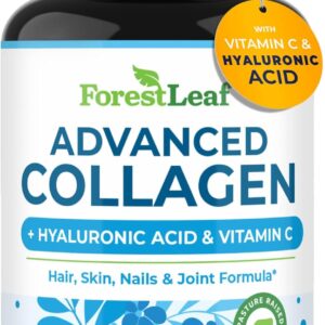 ForestLeaf Multi Collagen Pills with Hyaluronic Acid + Vitamin C | Hydrolyzed Collagen Supplements for Women or Men | Multi Collagen Capsules Peptides for Skin, Wrinkles, 120 Caps