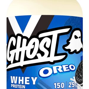 GHOST Whey Protein Powder, Oreo - 2LB Tub, 25G of Protein - Cookies & Cream Flavored Isolate, Concentrate & Hydrolyzed Whey Protein Blend - Post Workout Shakes