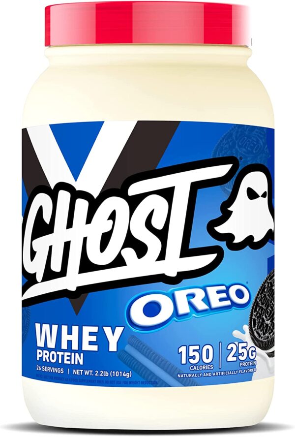 GHOST Whey Protein Powder, Oreo - 2LB Tub, 25G of Protein - Cookies & Cream Flavored Isolate, Concentrate & Hydrolyzed Whey Protein Blend - Post Workout Shakes