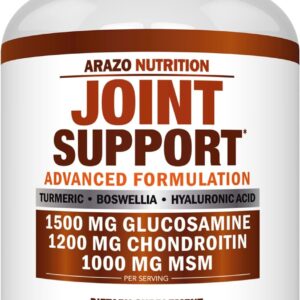 Glucosamine Chondroitin Turmeric Msm Boswellia - Joint Support Supplement for Relief 180 Tablets for Bones, Back, Knees, Hands - Arazo Nutrition