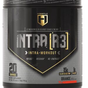 HOSSTILE Intra[R3] Intra Workout Powder, Intra Workout Carb, EAA & BCAA Drink, Enhance Energy & Endurance, Improve Muscle Recovery, Build Lean Muscle, Orange, 20 Servings