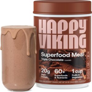 Happy Viking Triple Chocolate | 20g Plant Protein, Superfoods, Fiber, Pre/Probiotics | Created by Venus Williams | Gut-Friendly Protein Smoothie | Plant-Based, Vegan, Non-GMO | 1 Canister (24 oz.)