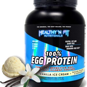 Healthy 'N Fit 100% Egg Protein- Vanilla Ice Cream (2lb): 100% Egg White Protein Plus Natural Peptides. Pure, All Naturally Sweetened Protein