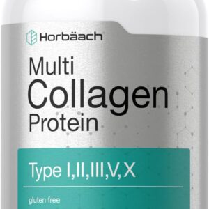 Horbäach Multi Collagen Protein 2000 mg | 180 Capsules | Type I, II, III, V, X | Collagen Peptide Pills | Keto & Paleo Friendly, Gluten Free Supplement