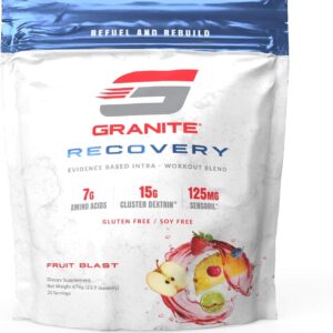 Intra-Workout Powder by Granite Supplements | 20 Servings of Recovery Fruit Blast to Maximize Muscle Growth and Speed Up Recovery | Includes Amino Acids, Cluster Dextrin, and Sensoril Ashwagandha