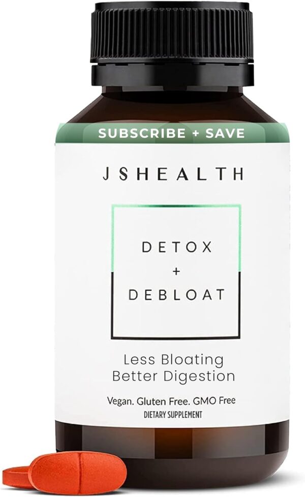 JSHealth Vitamins Detox and Debloat Liver Health Formula | Liver Detox Pills | Debloating Formula with Milk Thistle, Turmeric, Fennel | Liver Cleanse Supplement (60 Tablets)