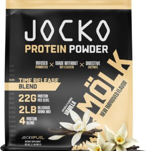 Jocko Mölk Whey Protein Powder (Vanilla) - Keto, Probiotics, Grass Fed, Digestive Enzymes, Amino Acids, Sugar Free Monk Fruit Blend - Supports Muscle Recovery & Growth - 31 Servings (New 2lb Bag)