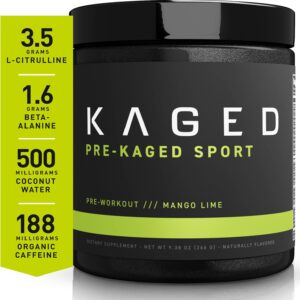 Kaged Athletic Sport Pre Workout Powder | Mango Lime | Energy Supplement for Endurance | Cardio, Weightlifting Sports Drink | 20 Servings