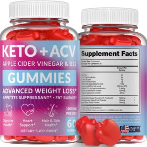 Keto ACV Gummies Advanced Wеight Loss - Made in USA Tasty ACV Keto Gummies for Wеight Loss, Digestion, Cleansing, No Gluten, No GMO & Vegan Keto Apple Cider Vinegar Gummies 1000mg, 60 pcs