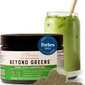 Live Conscious Beyond Greens Superfood Powder - Delicious Debloating Super Greens Powder - Matcha Greens Blend w/Chlorella, Echinacea, Probiotics for Immune Support & Energy