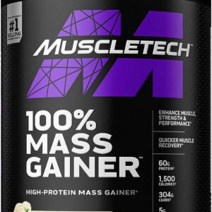 Mass Gainer MuscleTech 100% Mass Gainer Protein Powder Protein Powder for Muscle Gain Whey Protein + Muscle Builder Creatine Supplements Vanilla, 5.15 Pound (Pack of 1)