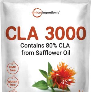 Micro Ingredients CLA Supplements 3000mg Per Serving | 300 Softgels, Made with 80% CLA from Non-GMO Safflower Oil, Active Conjugated Linoleic Acid