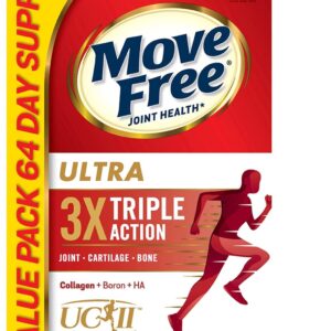 Move Free Ultra Triple Action Joint Support Supplement - Type II Collagen Boron & Hyaluronic Acid - Supports Joint Comfort, Cartiliage & Bones in 1 Tiny Pill Per Day, 64 Tablets (64 servings)*
