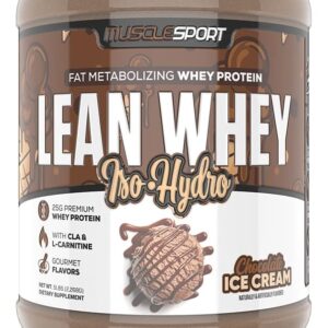 Musclesport Lean Whey Revolution™ Protein Powder - Whey Protein Isolate - Low Calorie, Low Carb, Low Fat, Incredible Flavors - 25g Protein per Scoop - 5lb Chocolate Ice Cream