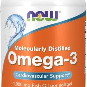 NOW Supplements, Omega-3 180 EPA / 120 DHA, Molecularly Distilled, Cardiovascular Support*, 200 Softgels