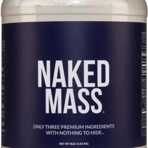 Naked Mass - Natural Weight Gainer Protein Powder - 8 LB Bulk, GMO Free, Gluten Free & Soy Free. No Artificial Ingredients - 1,250 Calories per Serving