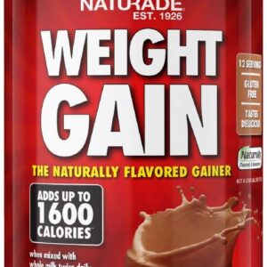 Naturade - All Natural Weight Gain Drink Mix - Gluten Free, Delicious Taste, 1600 Calories per Servings - Mass Gainer w/Carbohydrates & Protein - Chocolate, 20.3 Ounce (12 Servings).