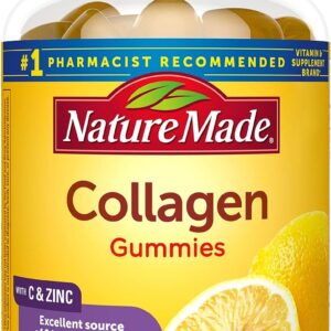 Nature Made Collagen Gummies with Vitamin C, Zinc and Biotin, Hydrolyzed Collagen Peptides Supplement for Healthy Skin Support, 60 Gummies, 60 Day Supply