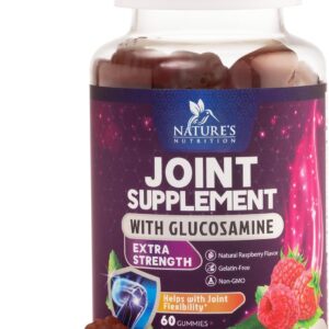 Nature's Joint Support Glucosamine Gummies Plus Vitamin E - Joint Support Supplement for Occasional Discomfort for Back, Knees & Hands - Joint Health & Flexibility Supplement - 60 Gummies