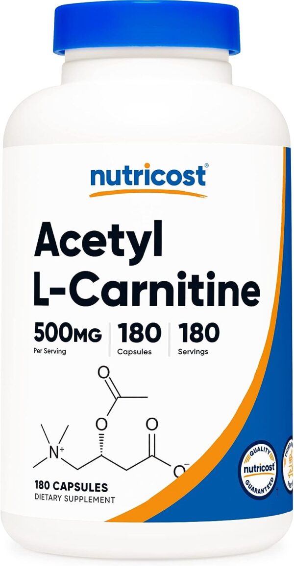 Nutricost Acetyl L-Carnitine 500mg, 180 Capsules - Non-GMO and Gluten Free