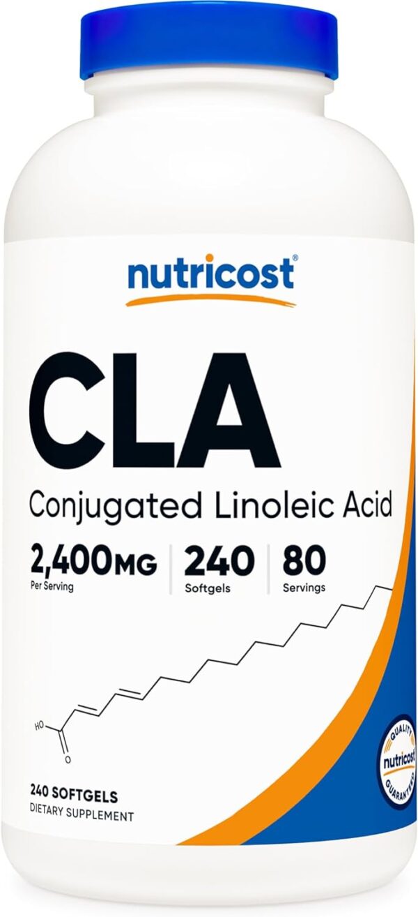 Nutricost CLA (Conjugated Linoleic Acid) 2,400mg, 240 Softgels - Gluten Free, Non-GMO, 800mg Per Softgel