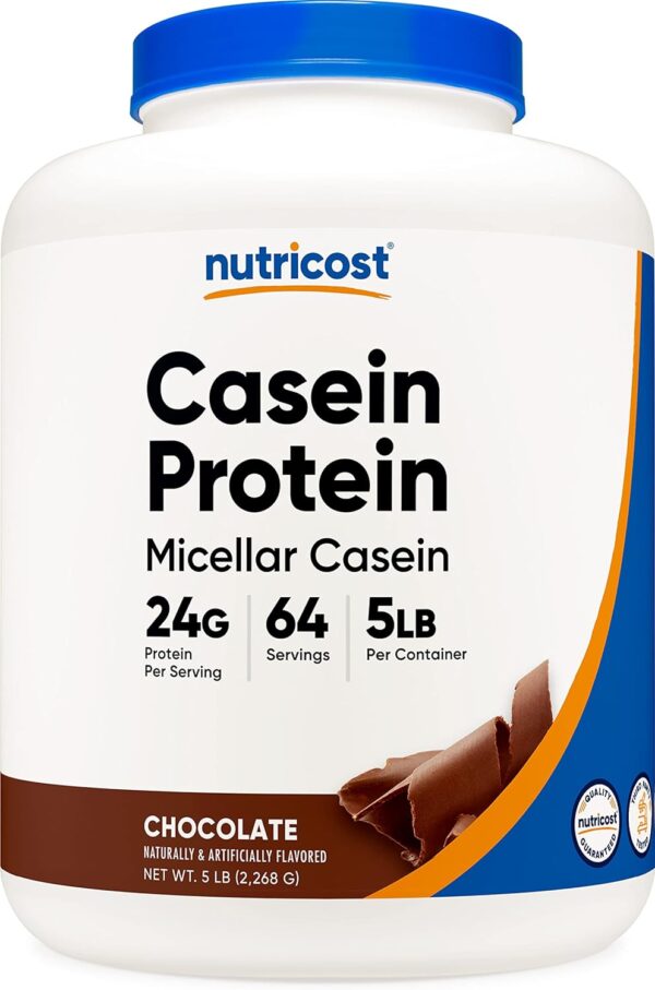 Nutricost Casein Protein Powder 5lb Chocolate - Micellar Casein, Gluten Free, Non-GMO