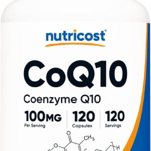 Nutricost CoQ10 100mg, 120 Vegetarian Capsules, 120 Servings - High Absorption, Vegetarian, Non-GMO, Coenzyme Q10