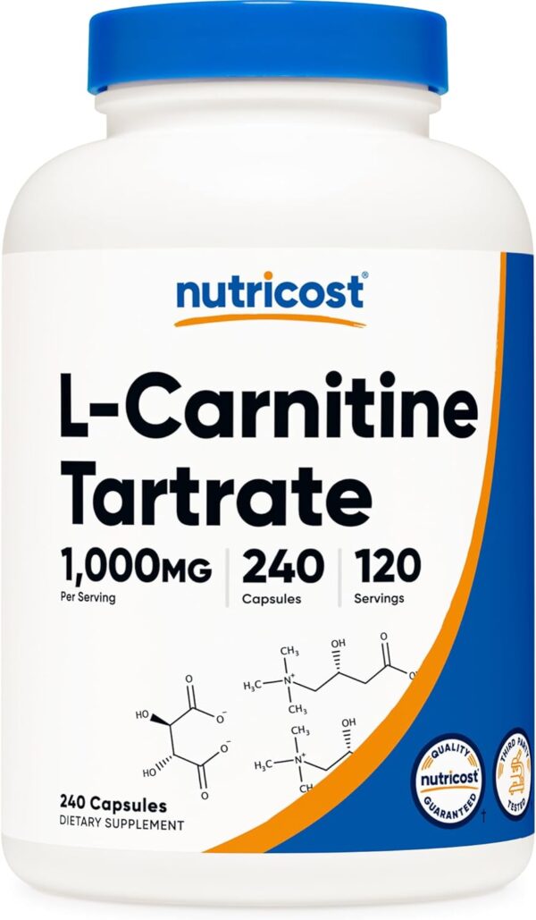 Nutricost L-Carnitine Tartrate 1,000mg, 240 Capsules - 500mg Per Capsule, 120 Servings