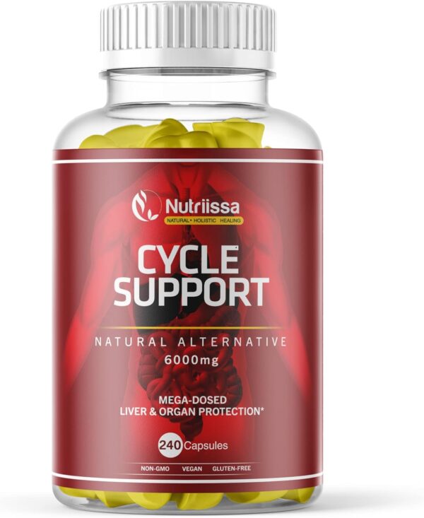Nutriissa Cycle Support – Premium Liver Detox & Organ Defense Supplement for Athletes, Bodybuilders, & Weightlifters – 525mg of TUDCA & 1000mg of NAC (N-Acetyl-L-Cysteine) – 6000mg – 240 Caps