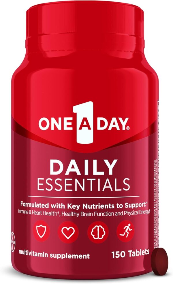 One-A-Day Daily Essentials, Multivitamin for Women & Men, Supports Healthy Brain and Muscle Function and Immune Health, Adult Multivitamin with Vitamin D, Vitamin B12, and Vitamin E, 150 Count​