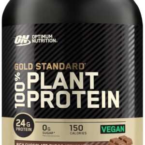 Optimum Nutrition Gold Standard 100% Plant Based Protein Powder, Gluten Free, Vegan Protein for Muscle Support and Recovery with Amino Acids - Rich Chocolate Fudge, 20 Servings