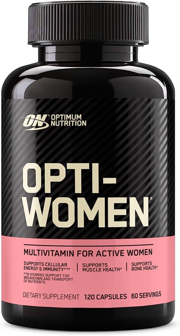 Optimum Nutrition Opti-Women, Vitamin C, Zinc and Vitamin D for Immune Support Womens Daily Multivitamin Supplement with Iron, Capsules, 120 Count