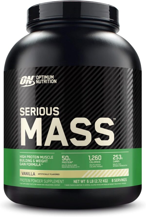 Optimum Nutrition Serious Mass, Weight Gainer Protein Powder, with Added Immune Support, Vanilla, 6 Pound (Packaging May Vary)