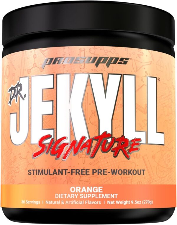 PROSUPPS Dr. Jekyll Signature Pre-Workout Powder, Stimulant & Caffeine Free, Intense Focus, Energy & Pumps, (30 Servings, Orange)